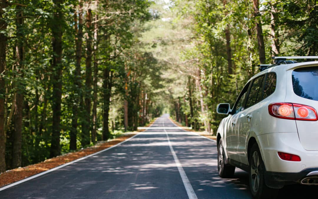 Driving car on road